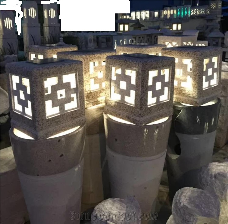 Solar Granites Stones Lanterns Lamps Lights, Landscaping Garden Stones