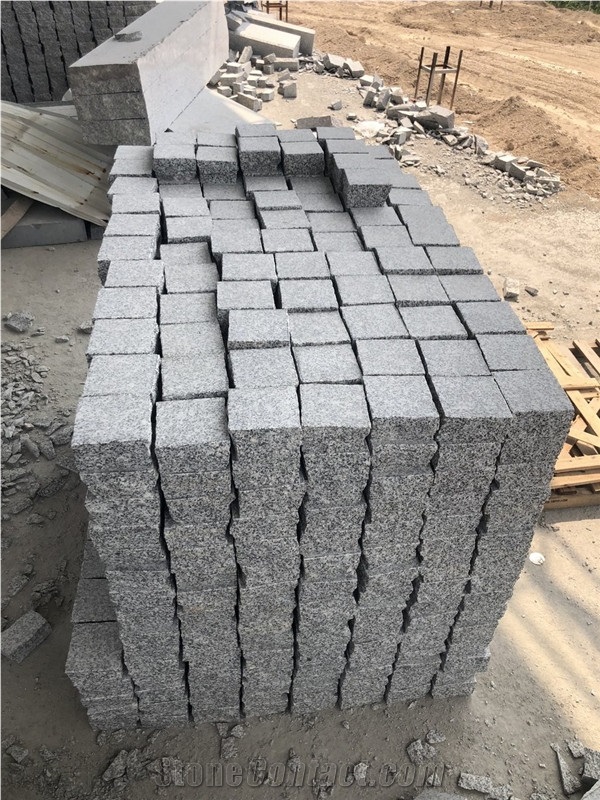 China Grey Granite Cobble Stone G655 Cube Stone Pavers