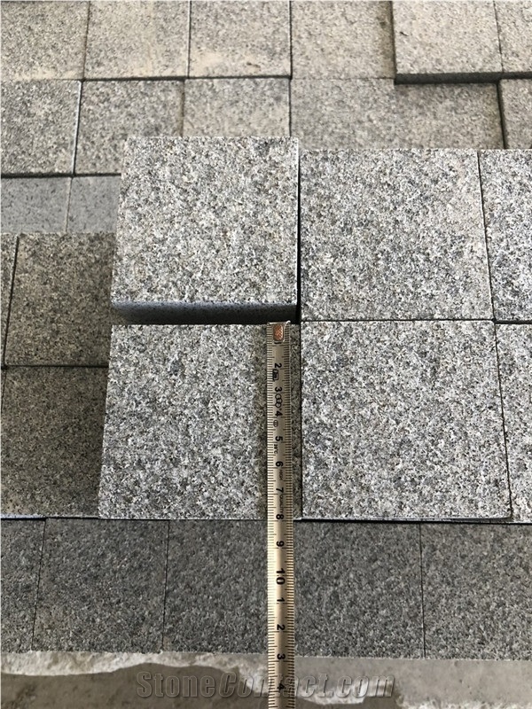 Dark Grey Granite Cube Stone G654 Cobble Stone Flamed
