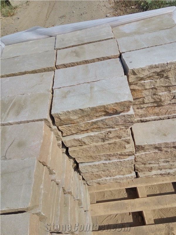 Yellow Sandstone Split, Cleft Pavers, Cubes