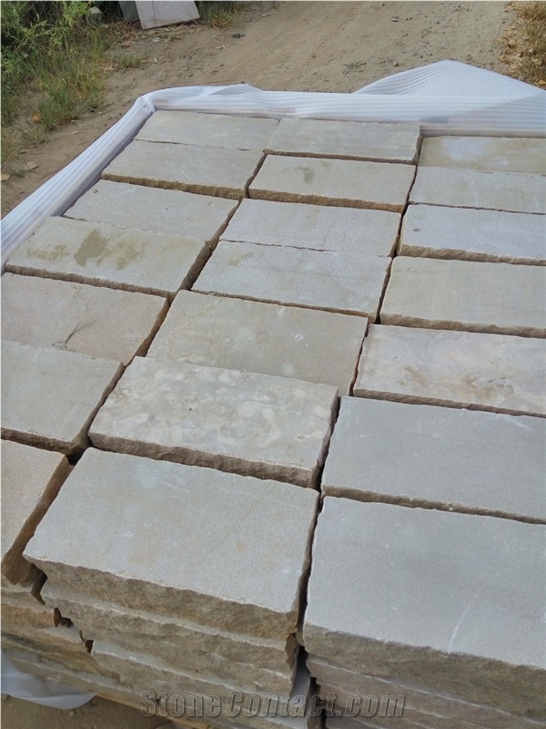 Yellow Sandstone Split, Cleft Pavers, Cubes