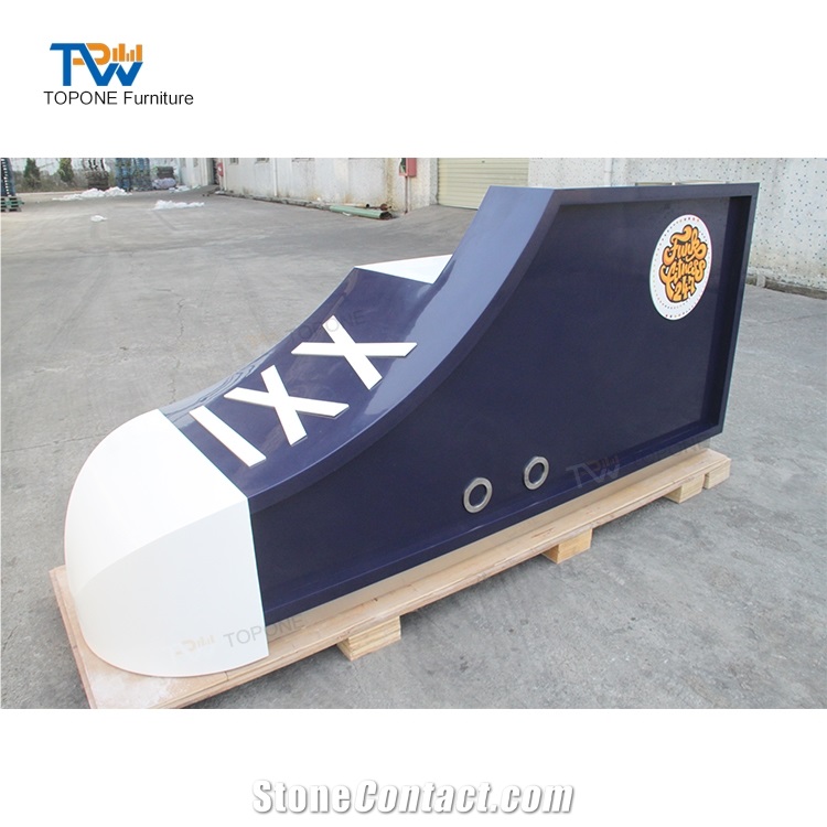 Artificial Marble Stone Shop Furniture Reception Desk Tops Designs Oem