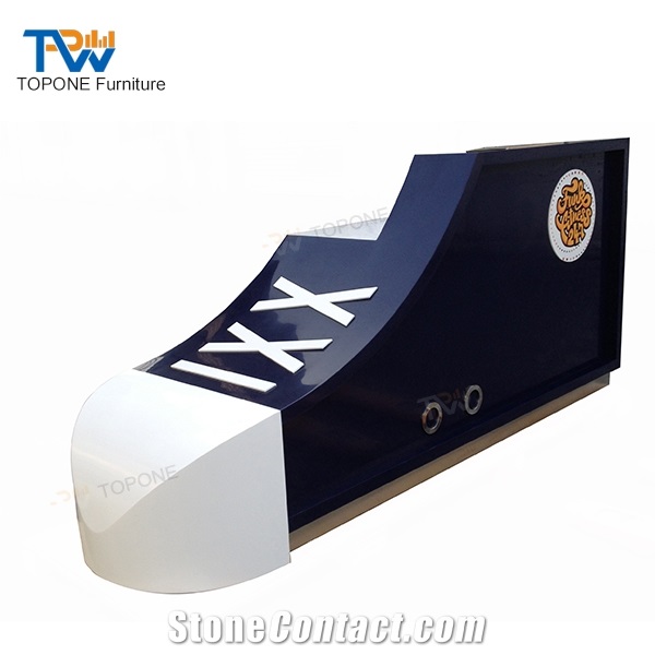 Artificial Marble Stone Shop Furniture Reception Desk Tops Designs Oem