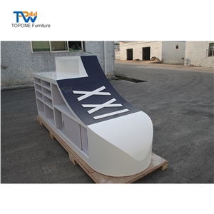 Artificial Marble Stone Shop Furniture Reception Desk Tops Designs Oem