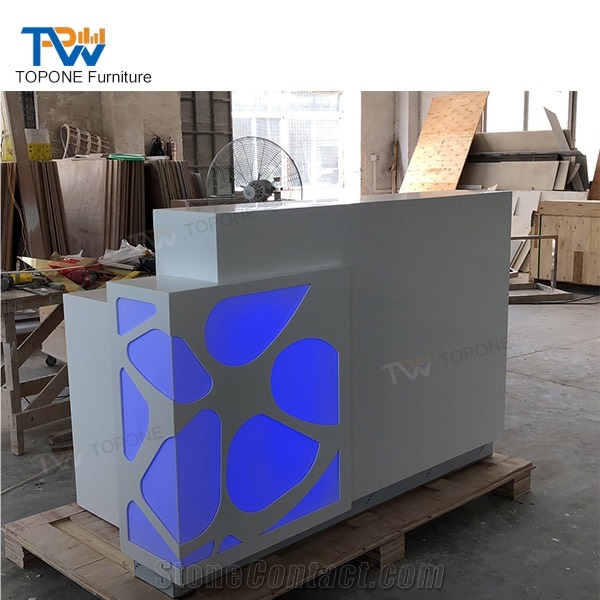 Artificial Marble Stone Shop Furniture Reception Desk Tops Designs Oem