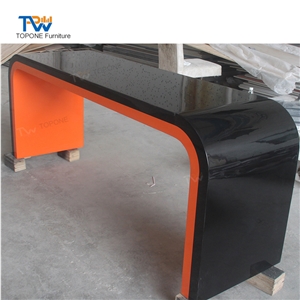 Black and Orange U Shape Modern Acrylic Solid Surface Office Table Top Black and Orange U Shape Modern Acrylic Solid Surface Office Table Top