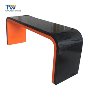 Black and Orange U Shape Modern Acrylic Solid Surface Office Table Top