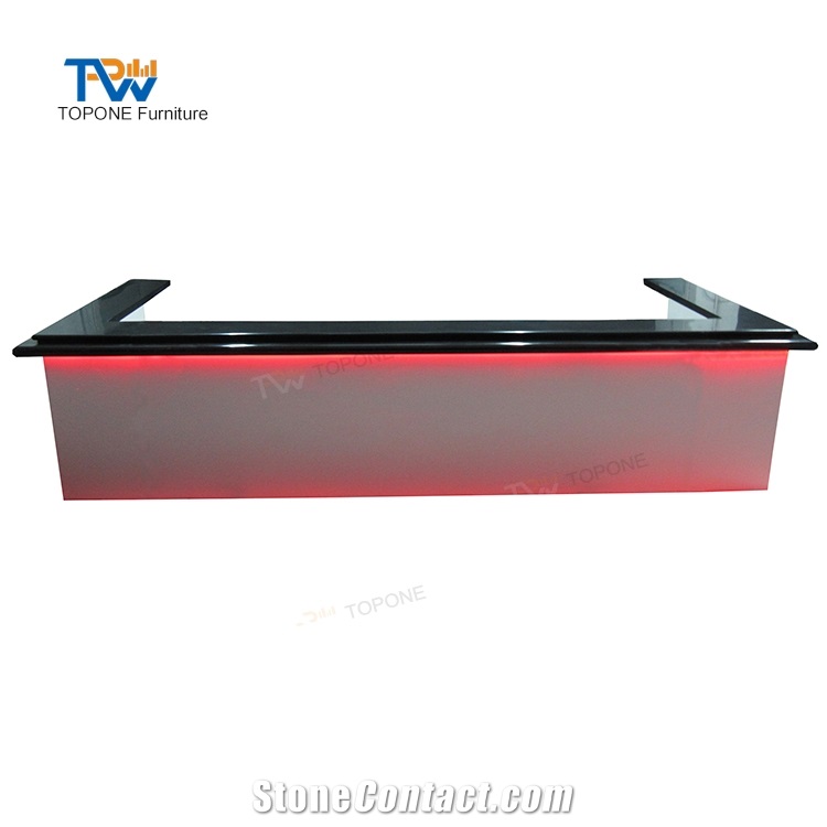 Black Marble Stone Top Led U Shape Bar Counter Furniture China Factory