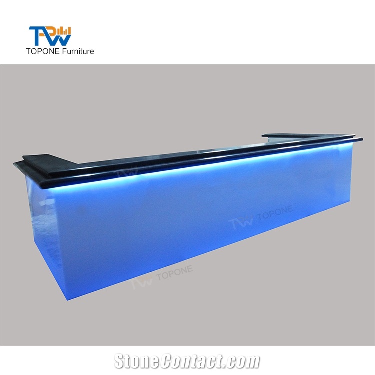 Black Marble Stone Top Led U Shape Bar Counter Furniture China Factory