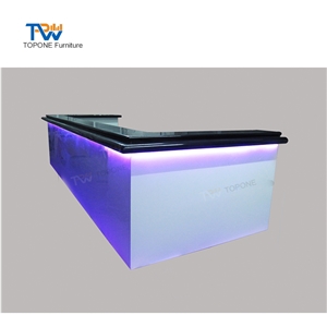 Black Marble Stone Top Led U Shape Bar Counter Furniture China Factory