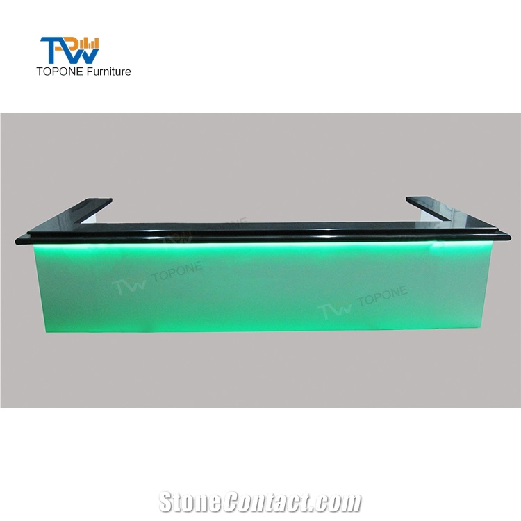 Black Marble Stone Top Led U Shape Bar Counter Furniture China Factory