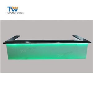 Black Marble Stone Top Led U Shape Bar Counter Furniture China Factory