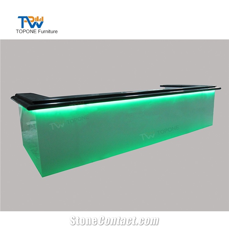 Black Marble Stone Top Led U Shape Bar Counter Furniture China Factory