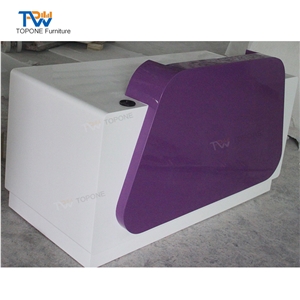Small Purple Solid Surface Marble Stone Reception Desk Tops Factory