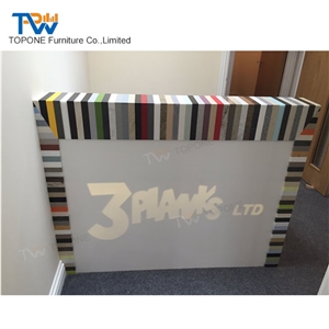 Small Purple Solid Surface Marble Stone Reception Desk Tops Factory