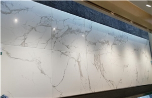 Marble Look Calacatta White Full Body Polished Floor Tile