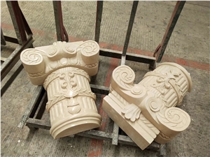 Columns Natural Stone Base ,Limestone Column Top Handcarved Sculptured