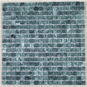 India Green Marble Mosaic Tile Chipped 15mmx15mm