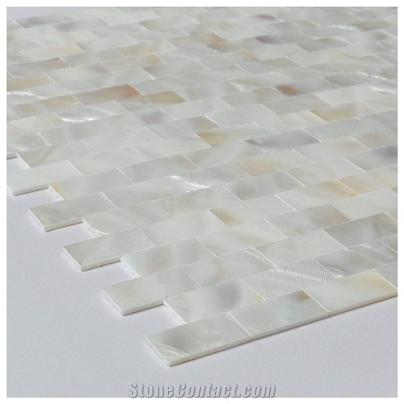 Inter-Locking Mother Of Pearl Subway Tile Backsplash for Kitchen