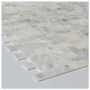 Inter-Locking Mother Of Pearl Subway Tile Backsplash for Kitchen