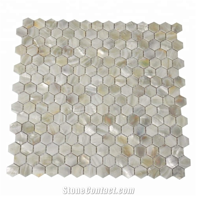 Oyster Shell Backsplash Tile Mini Hexagon Mosaic
