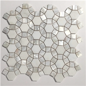 Oyster Shell with Sevic White Marble Football Mosaic Pattern Oyster Shell with Sevic White Marble Football Mosaic Pattern