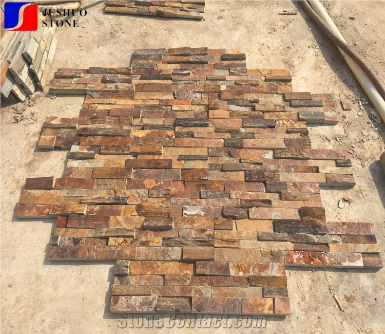 China Quarry Aragon Gold Slate,Brazil Price Yellow Slate Wall Cladding