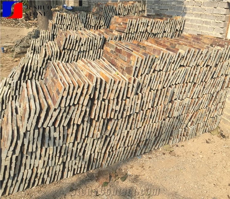 China Quarry Aragon Gold Slate,Brazil Price Yellow Slate Wall Cladding