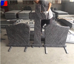 Cross Shape Bahama Blue/Vizag Blue Granite Granite Headstone Tombstone