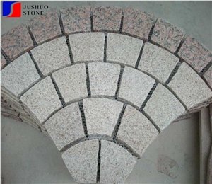Flamed G682+Red Porphyry Granite Cobblestone Paving Mats Paving Set