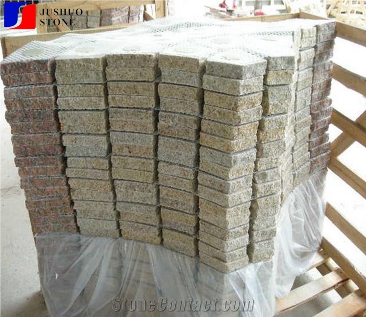 Flamed G682+Red Porphyry Granite Cobblestone Paving Mats Paving Set