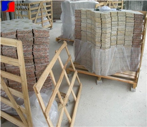 Flamed G682+Red Porphyry Granite Cobblestone Paving Mats Paving Set