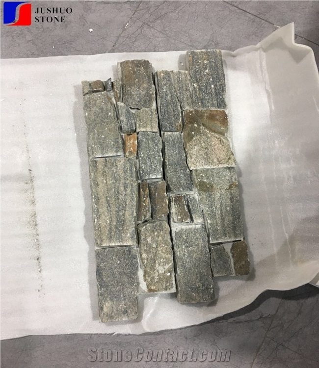 Hebei Green Grey Slate Wall Cladding Ledge Stone