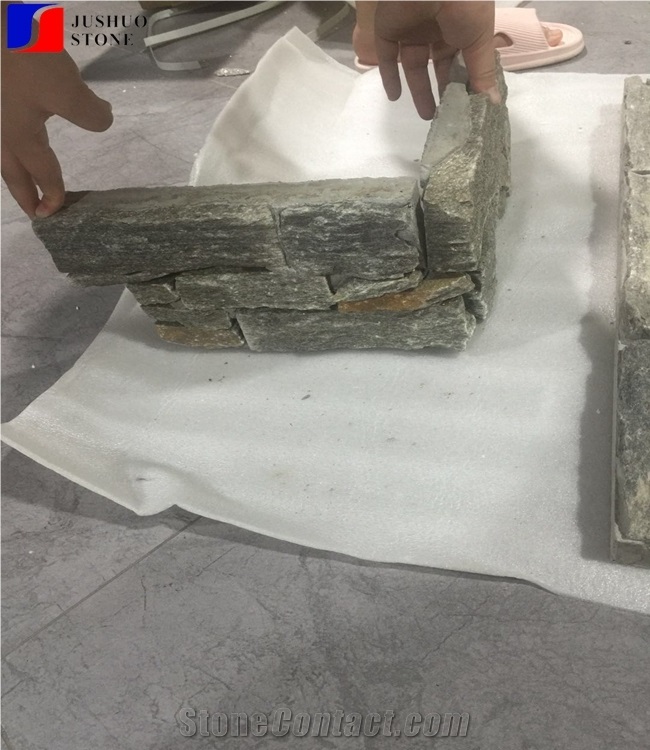 Hebei Green Grey Slate Wall Cladding Ledge Stone