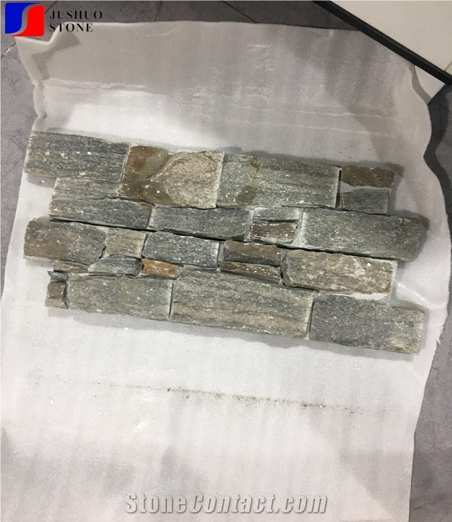 Hebei Green Grey Slate Wall Cladding Ledge Stone