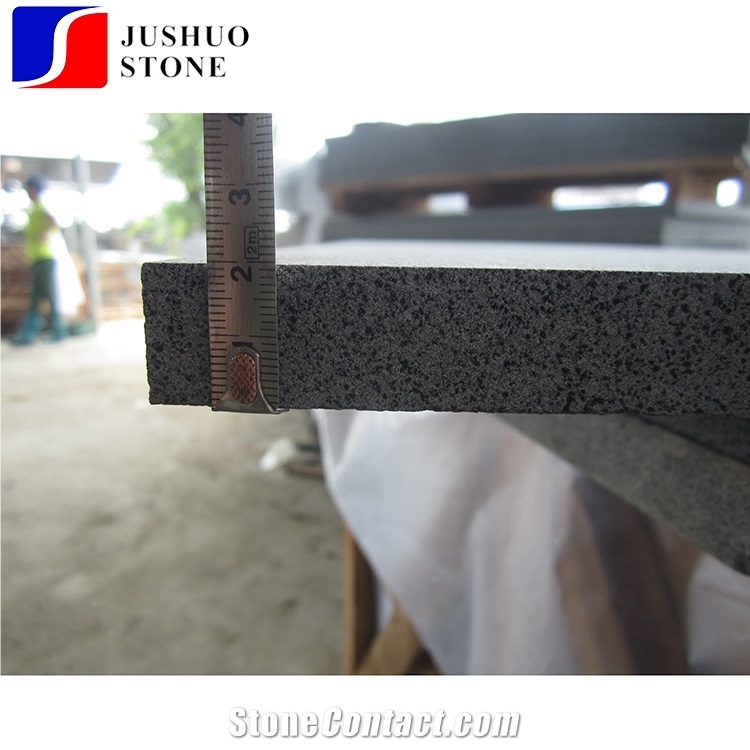 Honed Volcano Black Lava Stone,Hainan Black Basalt Tile Floor,Wall