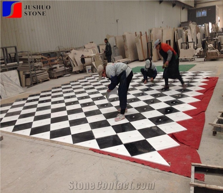 Natural Marble Waterjet Medallion Square Shape Rosette Decoration Tile