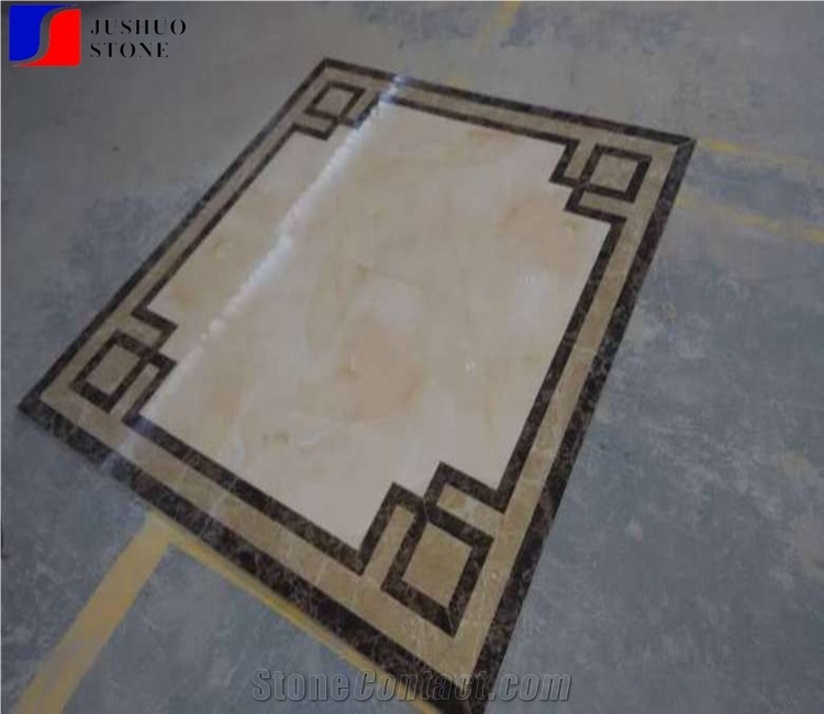 Natural Marble Waterjet Medallion Square Shape Rosette Decoration Tile