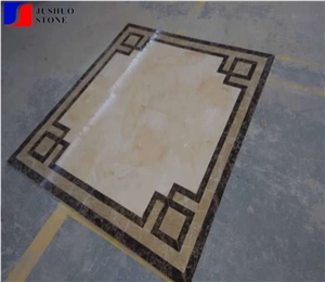 Natural Marble Waterjet Medallion Square Shape Rosette Decoration Tile