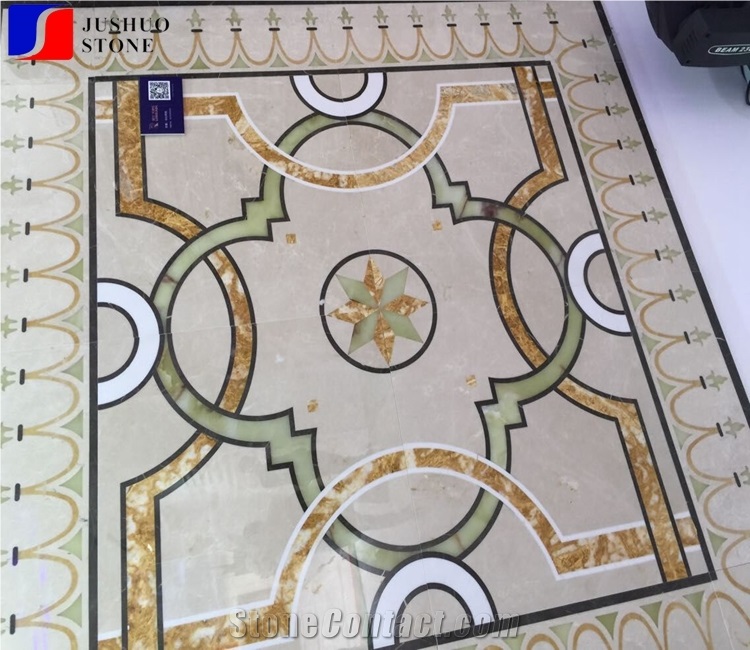Natural Marble Waterjet Medallion Square Shape Rosette Decoration Tile