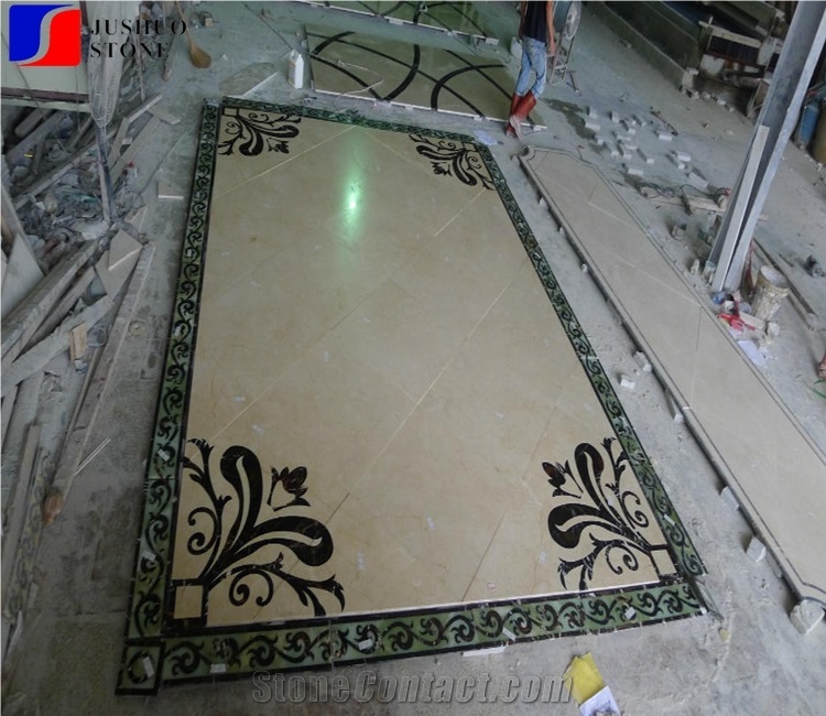 Natural Marble Waterjet Medallion Square Shape Rosette Decoration Tile