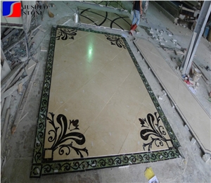 Natural Marble Waterjet Medallion Square Shape Rosette Decoration Tile
