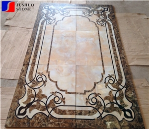 New Design China Multicolor Marble Water Jet Square Medallion Tile