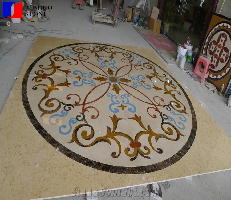 New Design China Multicolor Marble Water Jet Square Medallion Tile