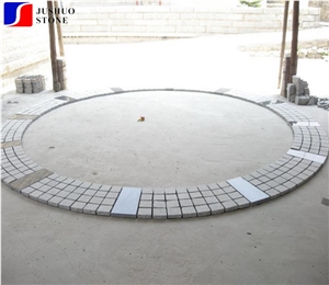 Rough Sawn Mesh G603+G654 Granite Paving Set Circle Shape Cobble Stone