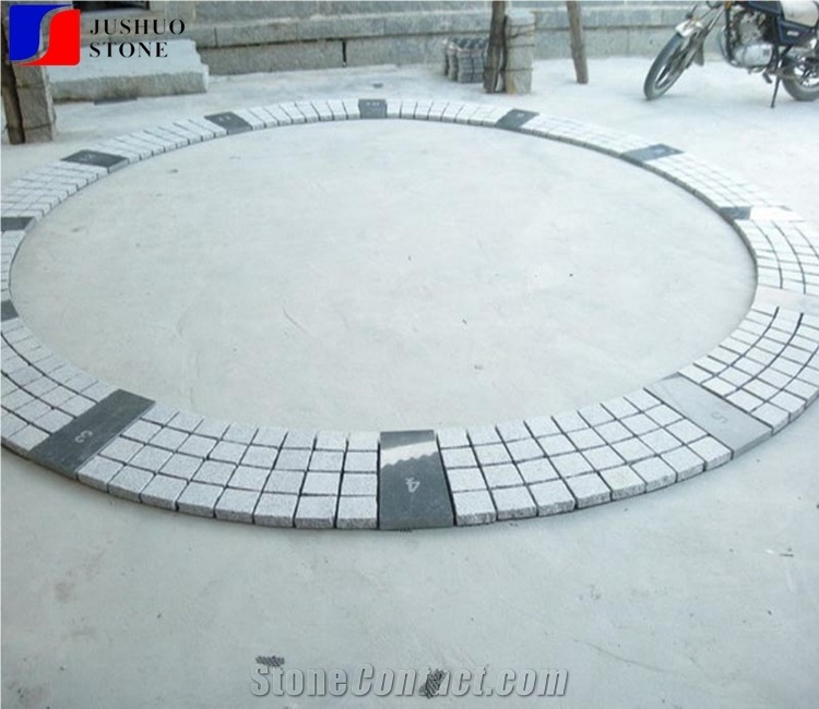 Rough Sawn Mesh G603+G654 Granite Paving Set Circle Shape Cobble Stone