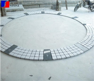 Rough Sawn Mesh G603+G654 Granite Paving Set Circle Shape Cobble Stone