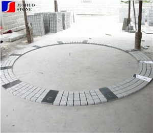 Rough Sawn Mesh G603+G654 Granite Paving Set Circle Shape Cobble Stone