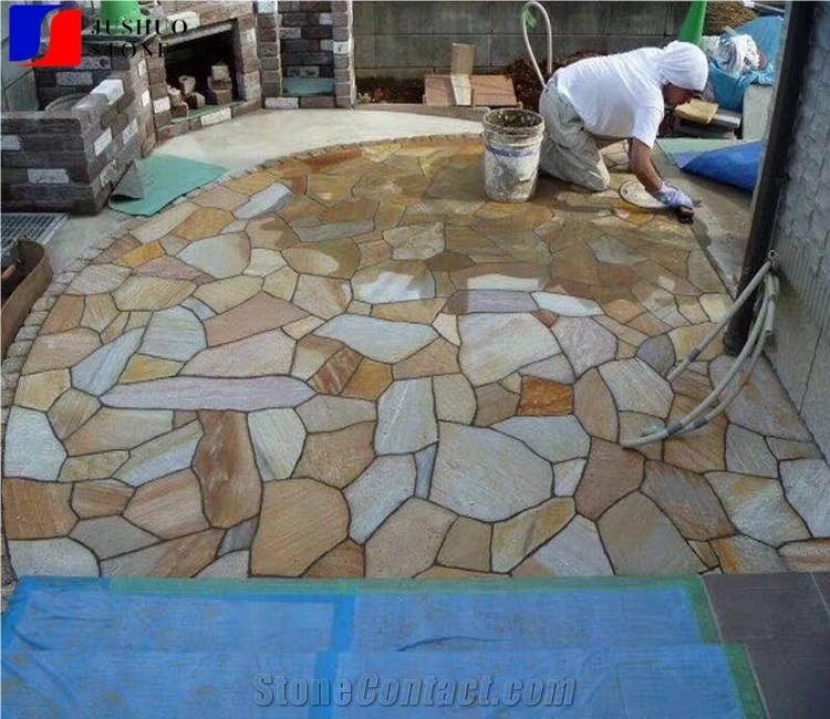 Yllow Quartzite Flagstones Patio Paver,Irregular Flagstone Landscape