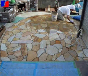 Yllow Quartzite Flagstones Patio Paver,Irregular Flagstone Landscape